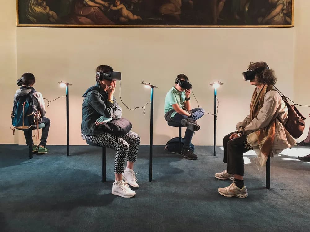 Player in a VR headset in red light