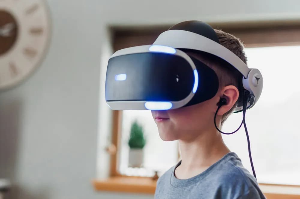 Boy in a VR headset